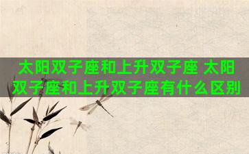 太阳双子座和上升双子座 太阳双子座和上升双子座有什么区别